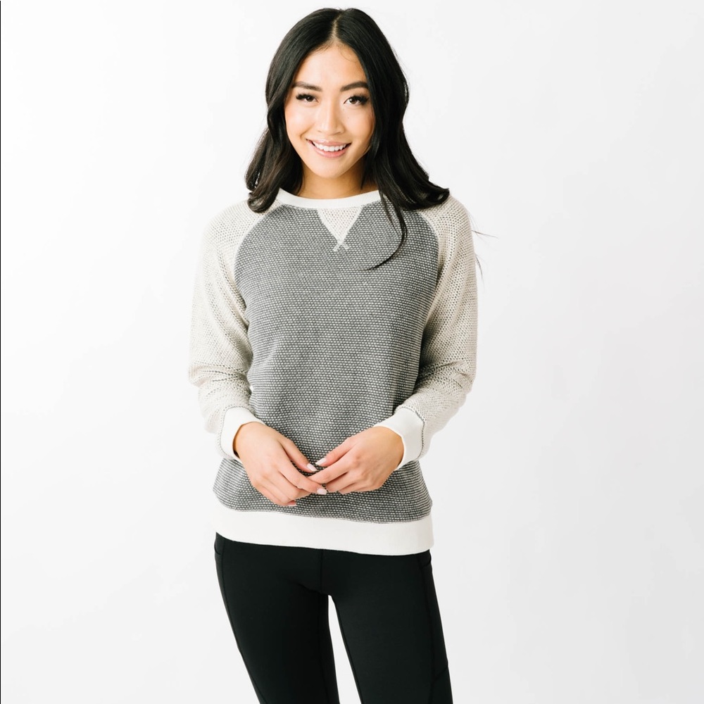 Zyia Gray Binary Crew Neck Sweatshirt